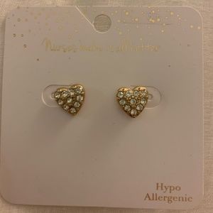 Gold heart shaped stud earrings